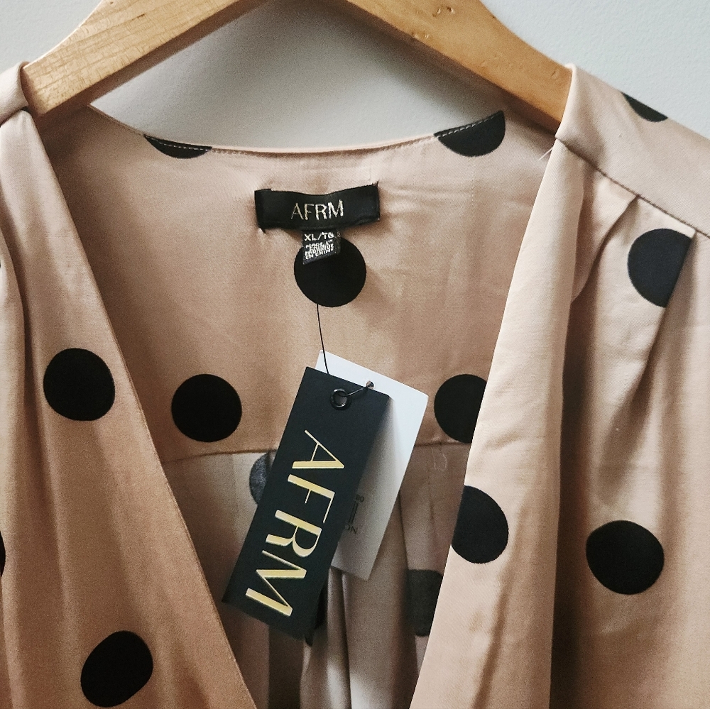 AFRM Polka Dot Long Sleeve Bodysuit XL Button Front NWT - Picture 4 of 8